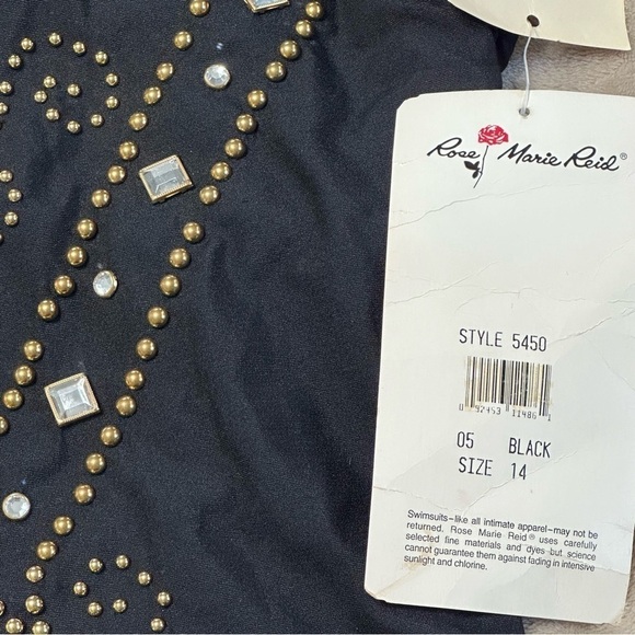 Rose Marie Reid Black Vintage NWT One Piece Swimsuit Size 14 - Picture 5 of 12